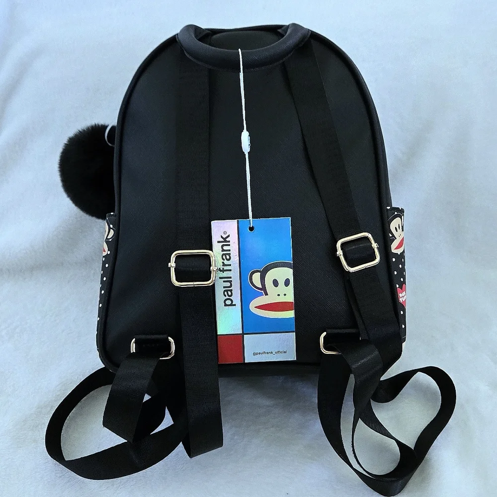 Paul Frank🐵 Backpack🎒 with Furry Pompom Bag Charm - NWT